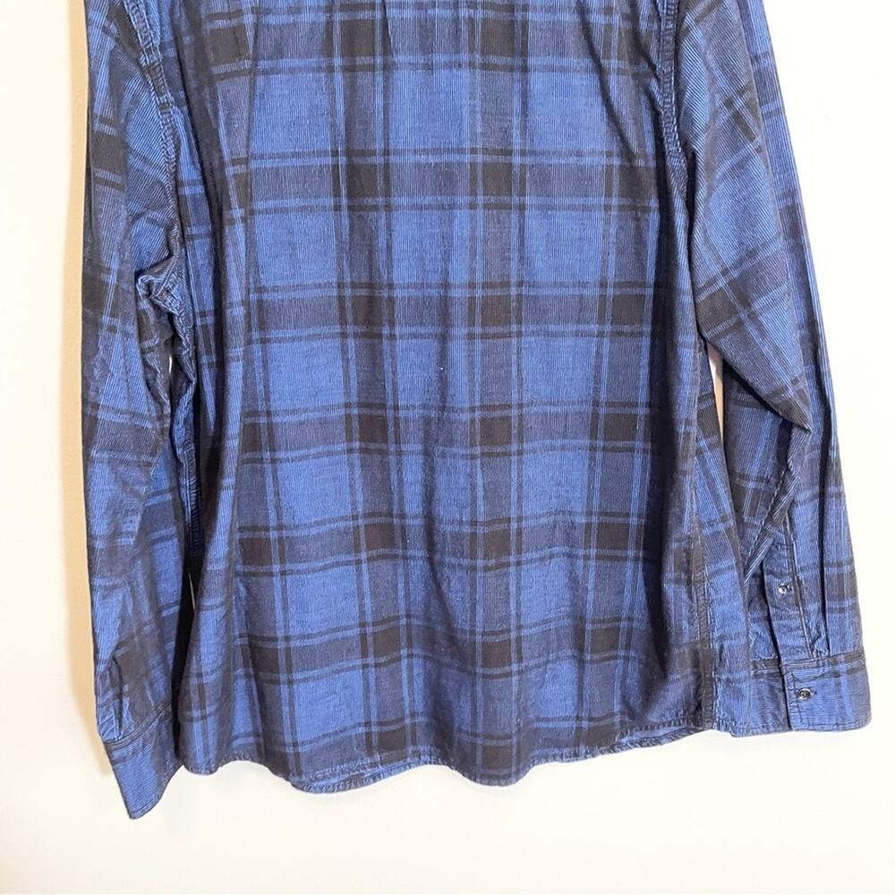 INC Men's Blue Plaid Button Down with Leather Accents Size XXL - Picture 6 of 14